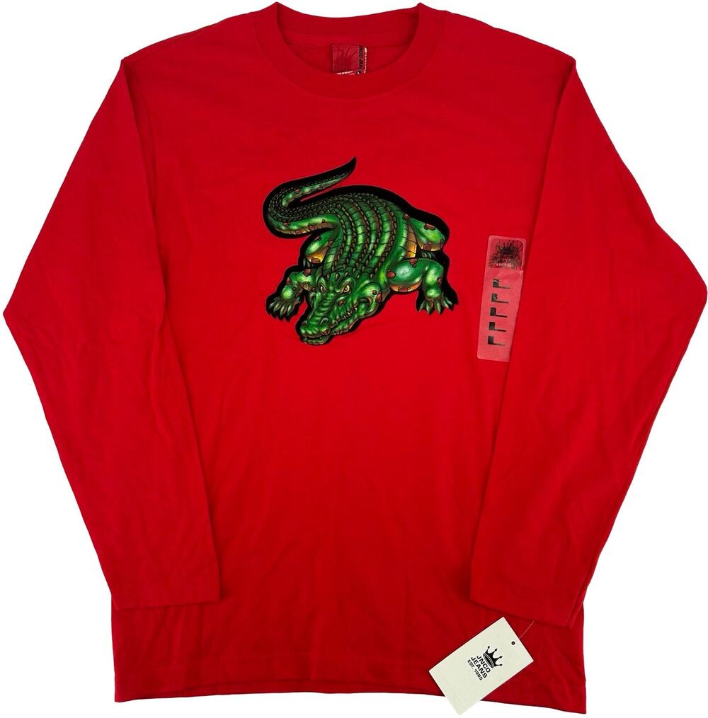 NWT Vintage y2k Youth Red JNCO Jeans Cyber Crocodile Long Sleeve Shirt Sz L